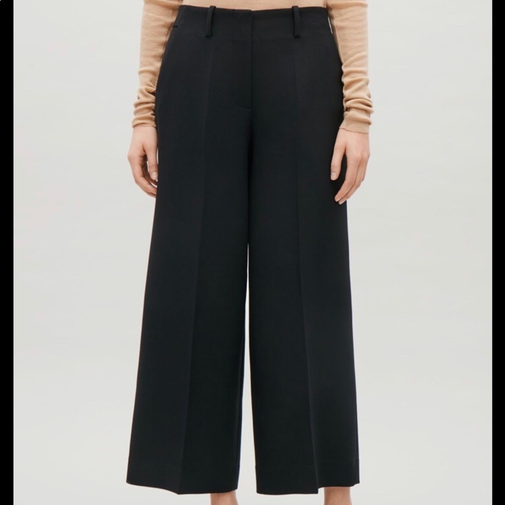 COS black wide leg culotte pants